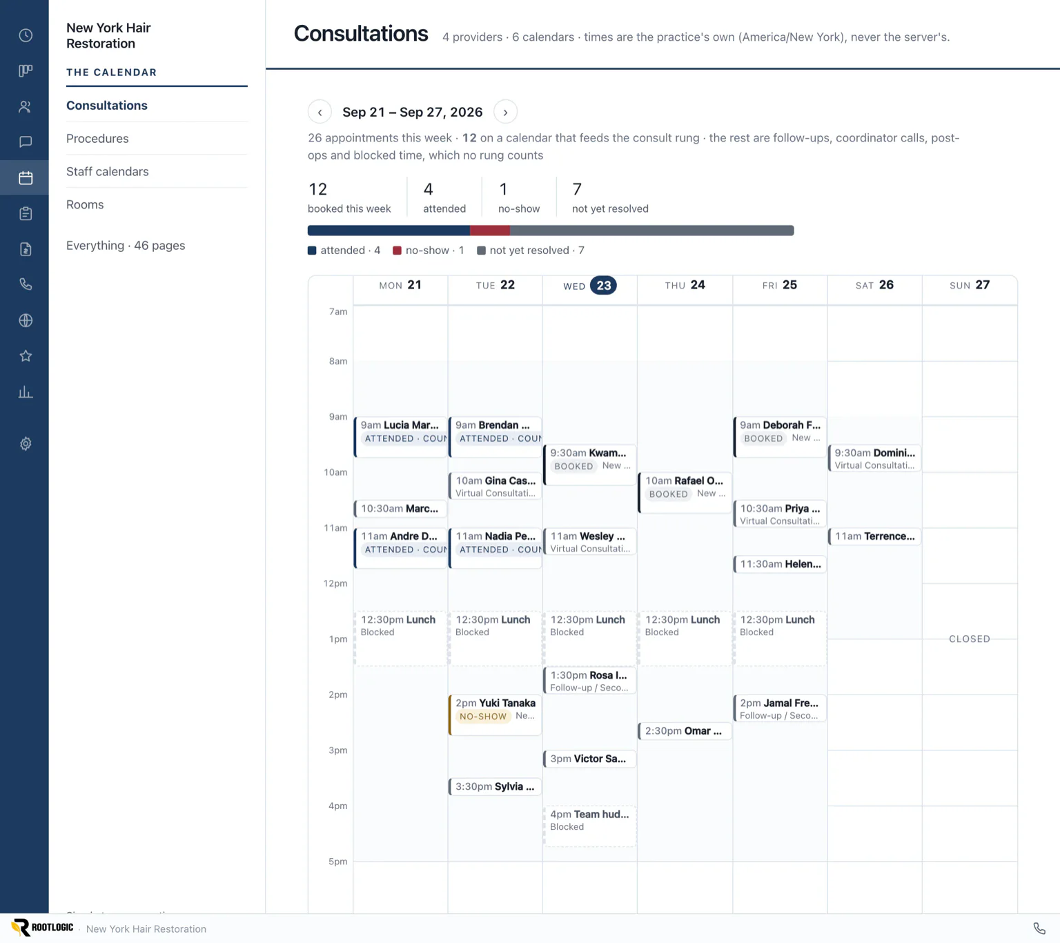RootLogic consultations schedule