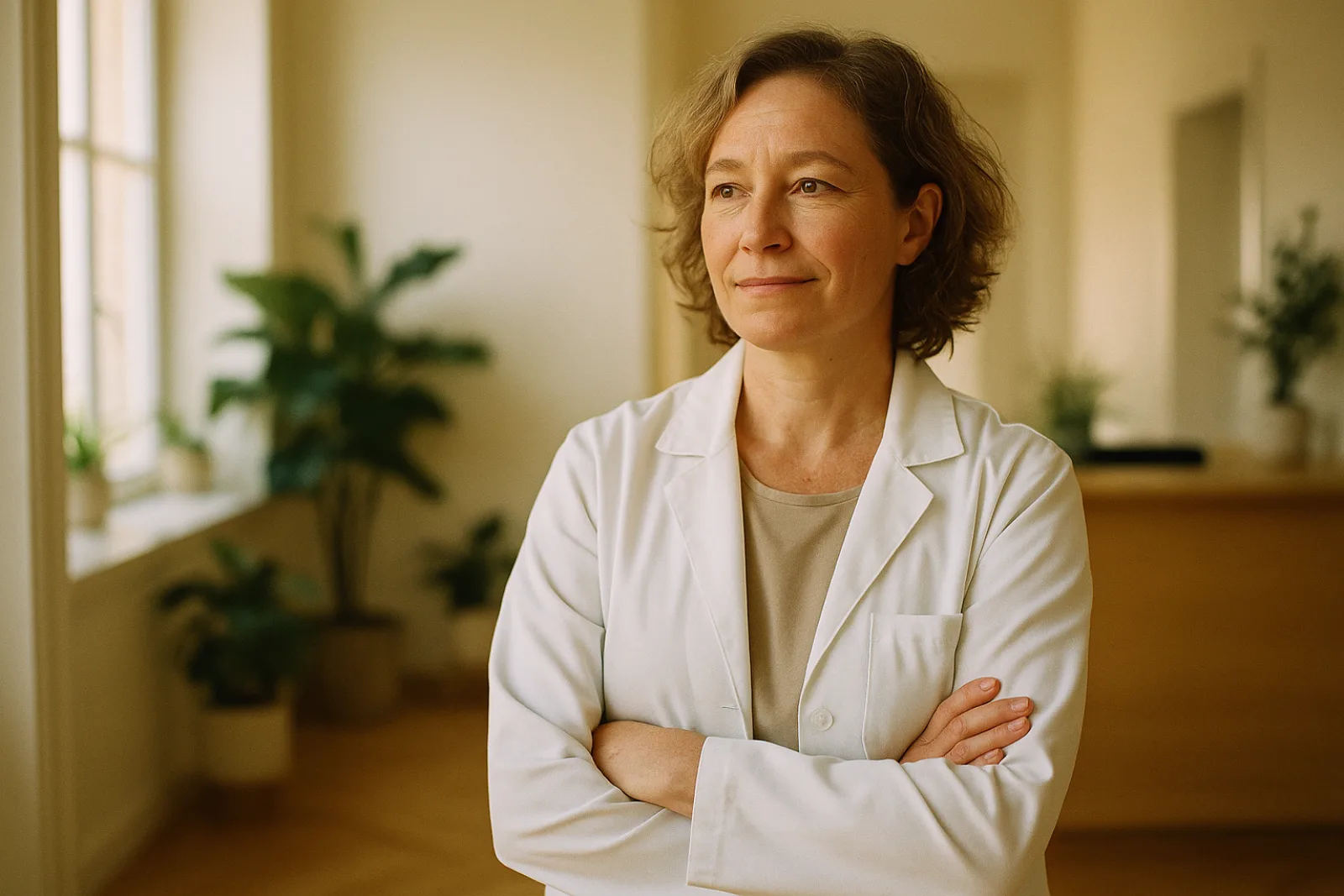A practice owner standing in her own reception area